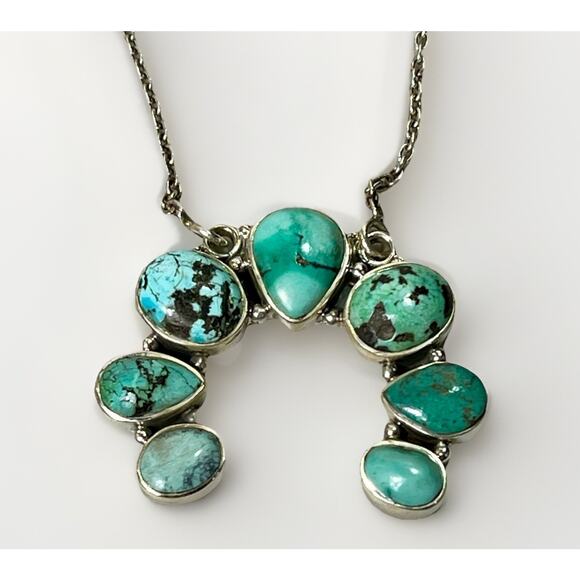 Native American Navajo Handmade Sterling Silver Turquoise Naja Necklace 21” NEW - Picture 7 of 16